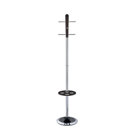 Acme Coat Rack - ACME Belen Coat Rack with Umbrella Stand, Dark Walnut and Chrome