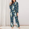 thumbnail image 2 of Pajama Sets for Women 2 Pcs, Cartoon Cute Cockatoo Plant Button Down Long Sleeve Sleepwear Lounge PJ Sets, 2 of 6