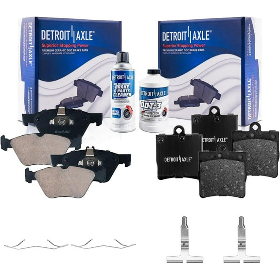 Detroit Axle - Brake Pads for 2004-2008 Chrysler Crossfire 2001-2004 Mercedes-Benz SLK320 Front and Rear Ceramic Brakes Pads with Hardware Replacement