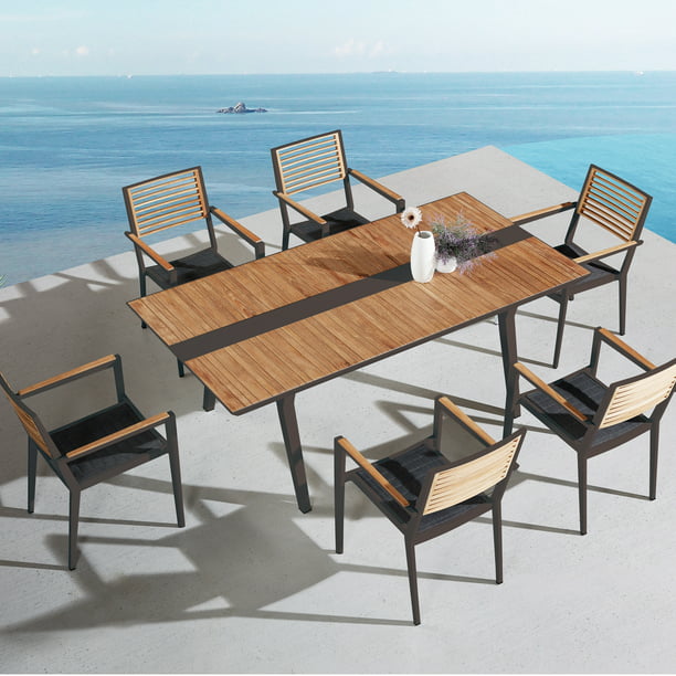 Higold - Champion 7 Pieces Patio Dining Set, 6 Seaters Dining Chairs