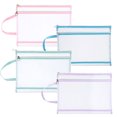 thumbnail image 1 of Desiderio Paquete de 4 bolsas para archivos A4, bolsa con cremallera de malla de doble capa y asa, clip de cremallera de malla, bolsa con cremallera de malla translúcida de tamaño A4, suministros de, 1 of 5
