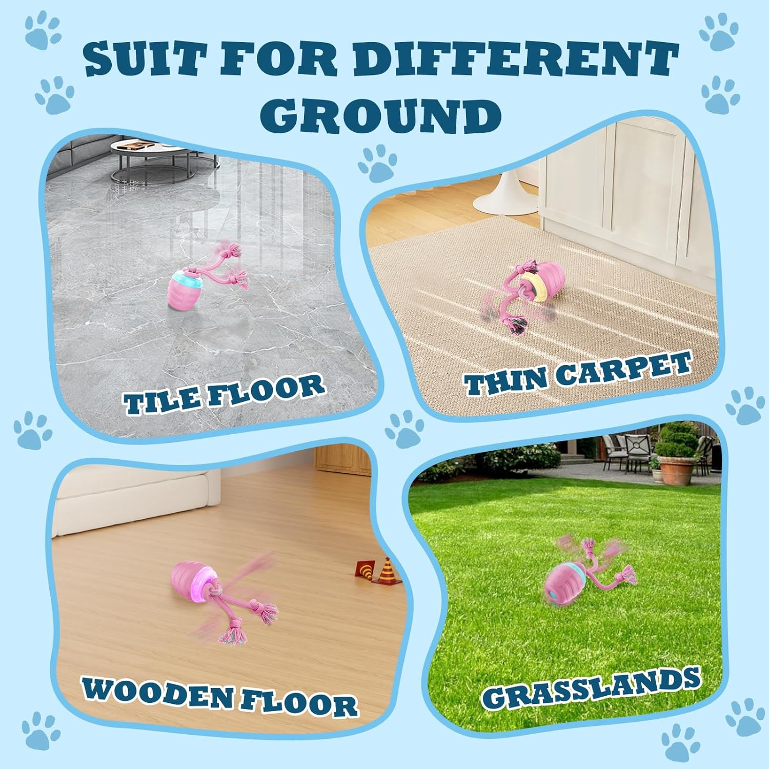 Interactive Dog Toys - 2025 Upgraded Motion Activated Balls for Medium/Large Dogs, Automatic Moving Dogs Toy Wicked Ball for Boredom, Interactive Dog Ball to Keep Them Busy(Pink)