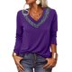 thumbnail image 1 of Suéter de cuello en V para mujer, suéter de cuello en V con estampado de leopardo, túnica con cuello en V, top con parches de leopardo, verdadera excelencia, 1 of 5