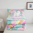 thumbnail image 4 of Erosebridal Unicorn Comforter Set Queen Size,Unicorn Bedding Set,Kawaii Rainbow Reversible Stars Bed Sets for Teens Adults Room Decor All Season (Teal Unicorn), 4 of 6