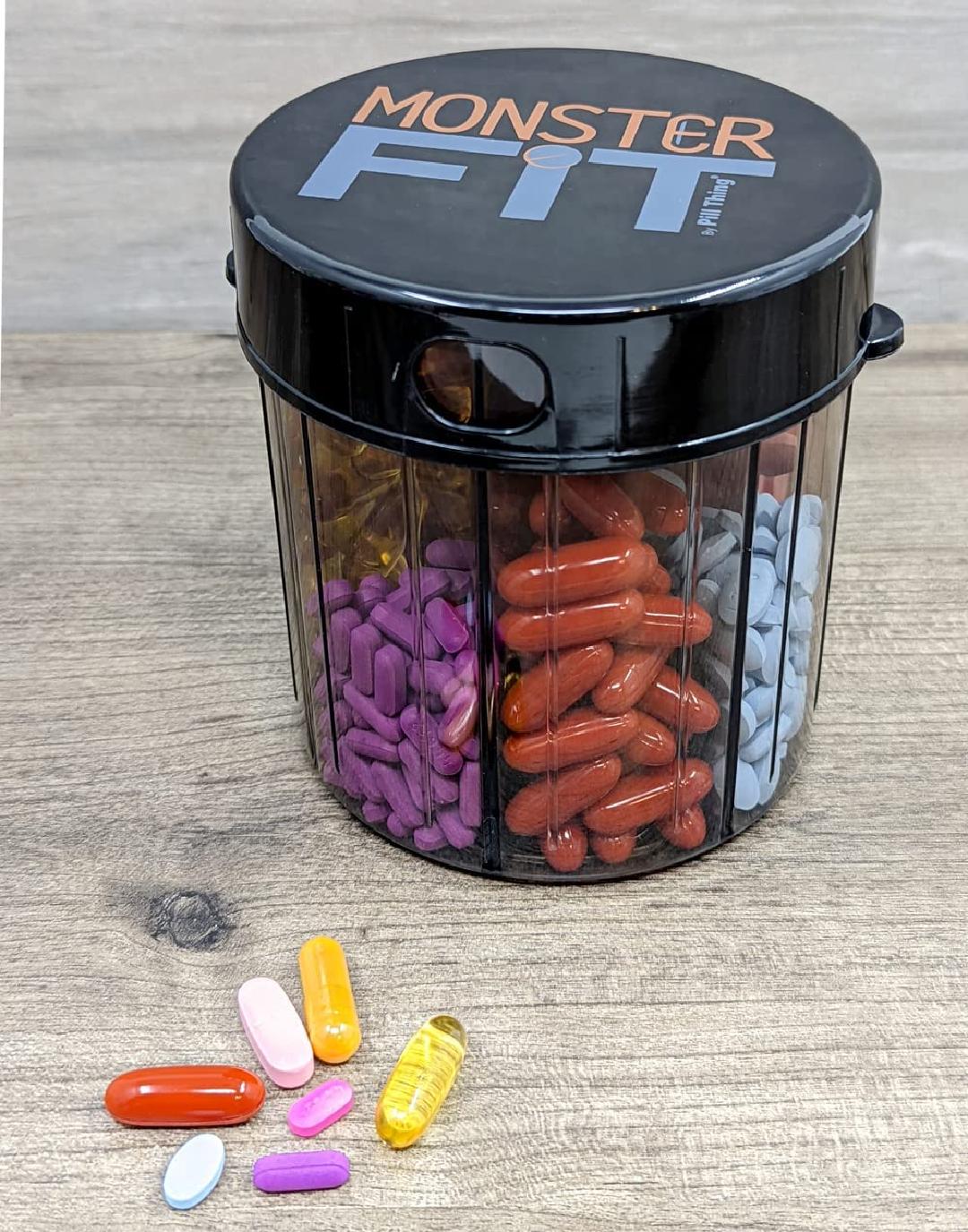 Pill Thing Monster & Monster Jr Supplement Medication Dispensers with Labels