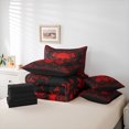 thumbnail image 6 of jejeloiu Rustic Flowers 7 Pieces Bedding Comforter Set,Gothic Skeleton Full Bedding Set,Red Black Fitted Sheet Flat Sheet For Boys Kids,Ultra Soft Home Decor Reversible, 6 of 8