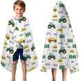 thumbnail image 3 of Cartoon Tractors Hats White Pattern Hooded Bath Towel，50"x30" for Ages 3 To 12 Kids, Quick Dry Lightweight Soft Microfiber Hood Beach Towel Cover Up for Kids, 3 of 7
