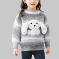 thumbnail image 2 of IVEYRTF Girls Cardigan Sweater with Cute Knit Dog Print Warm Cozy Open Front Solid Color Fall Winter Fleece-Lined Outerwear Sweater Tops(Gray,3 -4 Years), 2 of 7