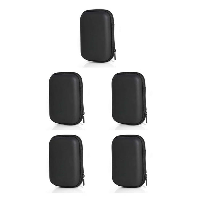jesticaly Earphone Carry Case with Zipper Earbud Wireless Wired Storage Box Organizer Multi-purpose for Protection Pouch for Outdoor Black 5Set