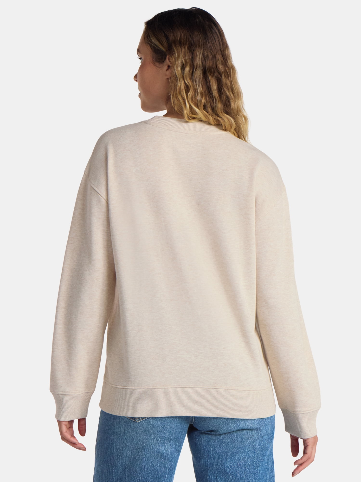 Time and Tru Women's and Women's Plus Crewneck Sweatshirt with Long Sleeves, Sizes XS-4X