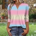 thumbnail image 2 of Miluxas 3/4 Sleeve Tops for Women Henley Neck Shirts Elbow Sleeve Casual Tshirts Pink XL(XL), 2 of 5
