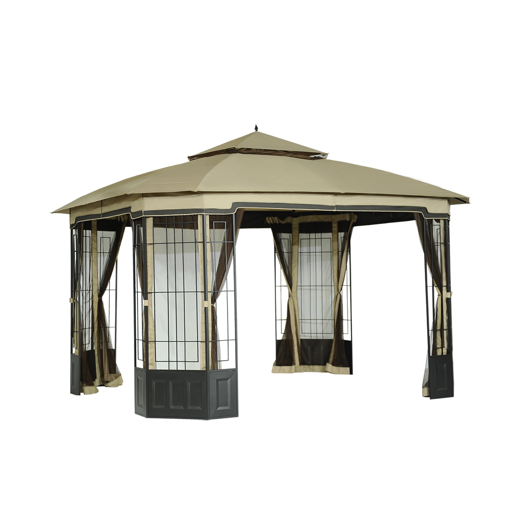Sunjoy 12 x 10Ft Bethany Soft Top Gazebo with Canopy and Mosquito