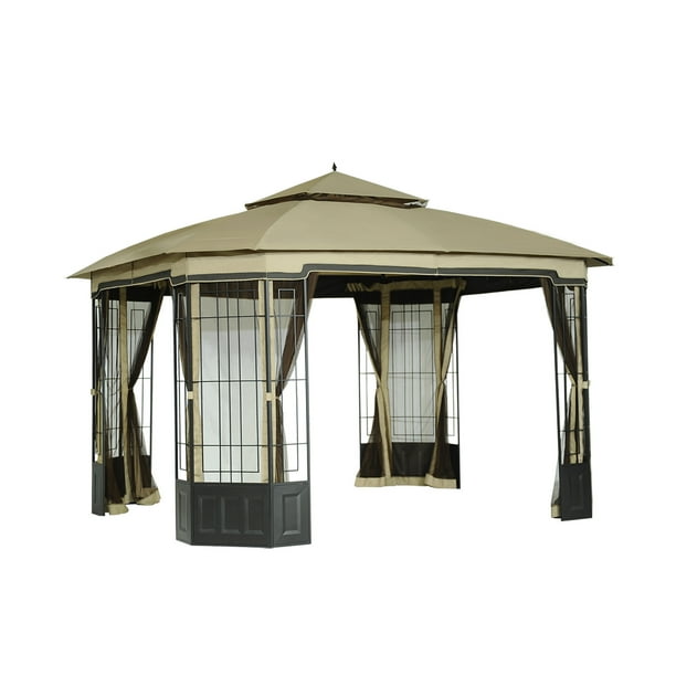 Sunjoy 12 x 10Ft Bethany Soft Top Gazebo with Canopy and Mosquito