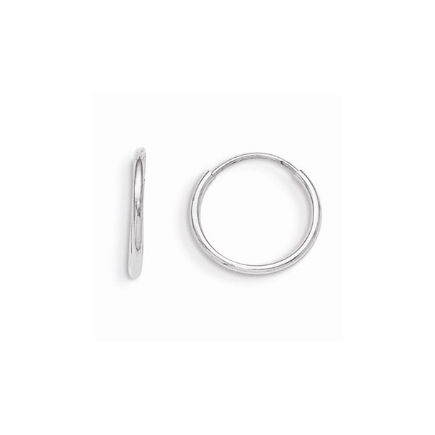 AA Jewels Solid 14k White Gold Endless Hoop Earrings (12mm x 12mm