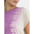 thumbnail image 4 of Time and Tru Women's Cotton Tie Dye Dolman Tee with Rolled Cuffs, XS-XXXL, 4 of 5