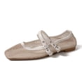 thumbnail image 5 of Aobny Mesh Shoes Women Shoes Casual Shoes Flat Shoes Wedge Wedges Shoe Beige Buckle Water-Resistant Square Toe Comfortable Shoes for Women,Size 42, 5 of 8