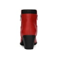 thumbnail image 2 of BLISSFUL STEP Women's Shoes Round Toe Stacked Block Heel Zipper Ankle Boots Red 8, 2 of 7