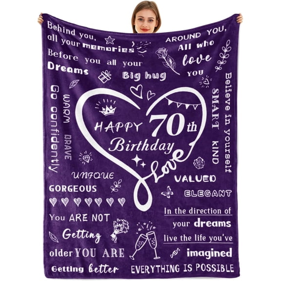 DAJU 70th Birthday Gifts for Women/Her/Him Throw Blanket Happy 70th Birthday Gifts Blanket Super Soft Flannel Throw Blanket Best Birthday Gifts Ideas Blanket Birthday Decorations(50*60inch)