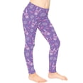 thumbnail image 3 of COEQINE Girls Sport Leggings Casual Buttery Soft Athletic Pants Stretchy High Waist Yoga Pants, for 4-5 Years Kids Girls for Easter Day, Easter Bunny Carrot Egg Purple, 3 of 7