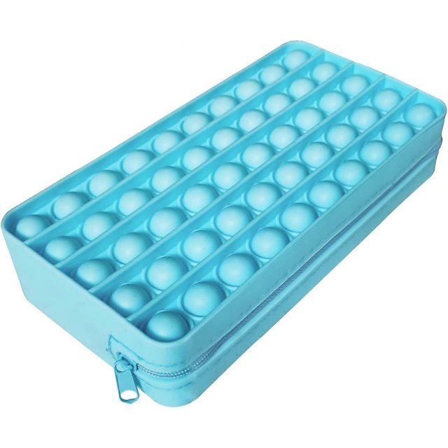 Estuche grande para lápices, estuche para bolígrafos, suministros de oficina, papelería para adolescentes, adultos y estudiantes, estuche antiestrés para niños, azul