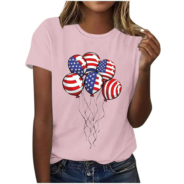 Tops de Ajuste Suelto para las Mujeres Sudadera Casual Impresa Manga Corta Cuello Redondo Superior, Poliéster