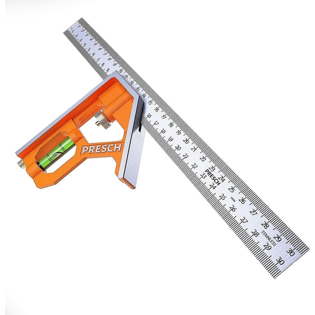 Escuadra de combinación de 300 mm - Métrica - Escuadra de combinación de metal precisa universal con tope y herramienta de trazado - Medición profesional premium TUNC Sencillez
