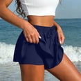 thumbnail image 5 of Inleife Fashion Women Casual Shorts Casual Solid Color Pleats Pocket Beach Shorts Beach Swim Trunks, 5 of 6