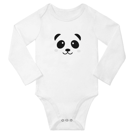 

Panda Face Cute Baby Long Sleeve Clothing Bodysuits Boy Girl Unisex (White 6-12M)