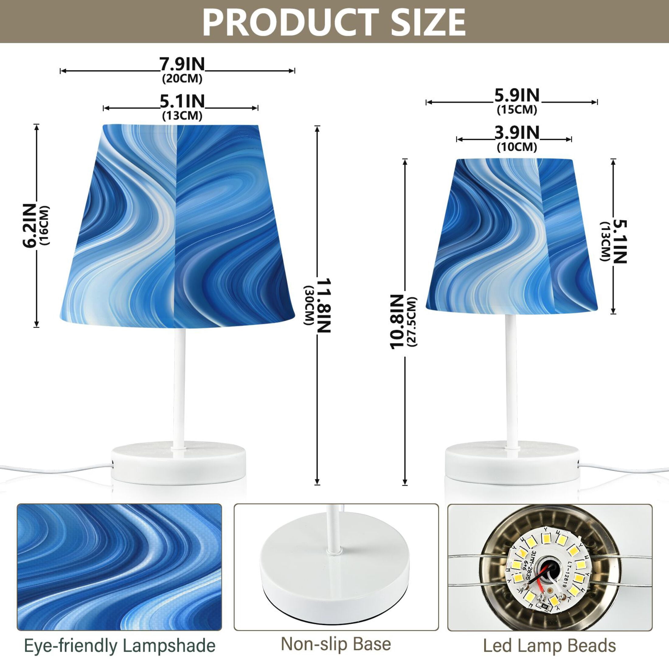 Ryvnso LED Bedside Table Lamp Blue Liquid Bedroom Desk Lamps Nightstand Lampshade M