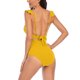 thumbnail image 3 of Bikini de Corte Alto de Mujer Bikinis sin Espalda Ajustables de Color Sólido, Traje de Baño Sexy Frenum Flounce con Almohadilla de Pecho, 3 of 7