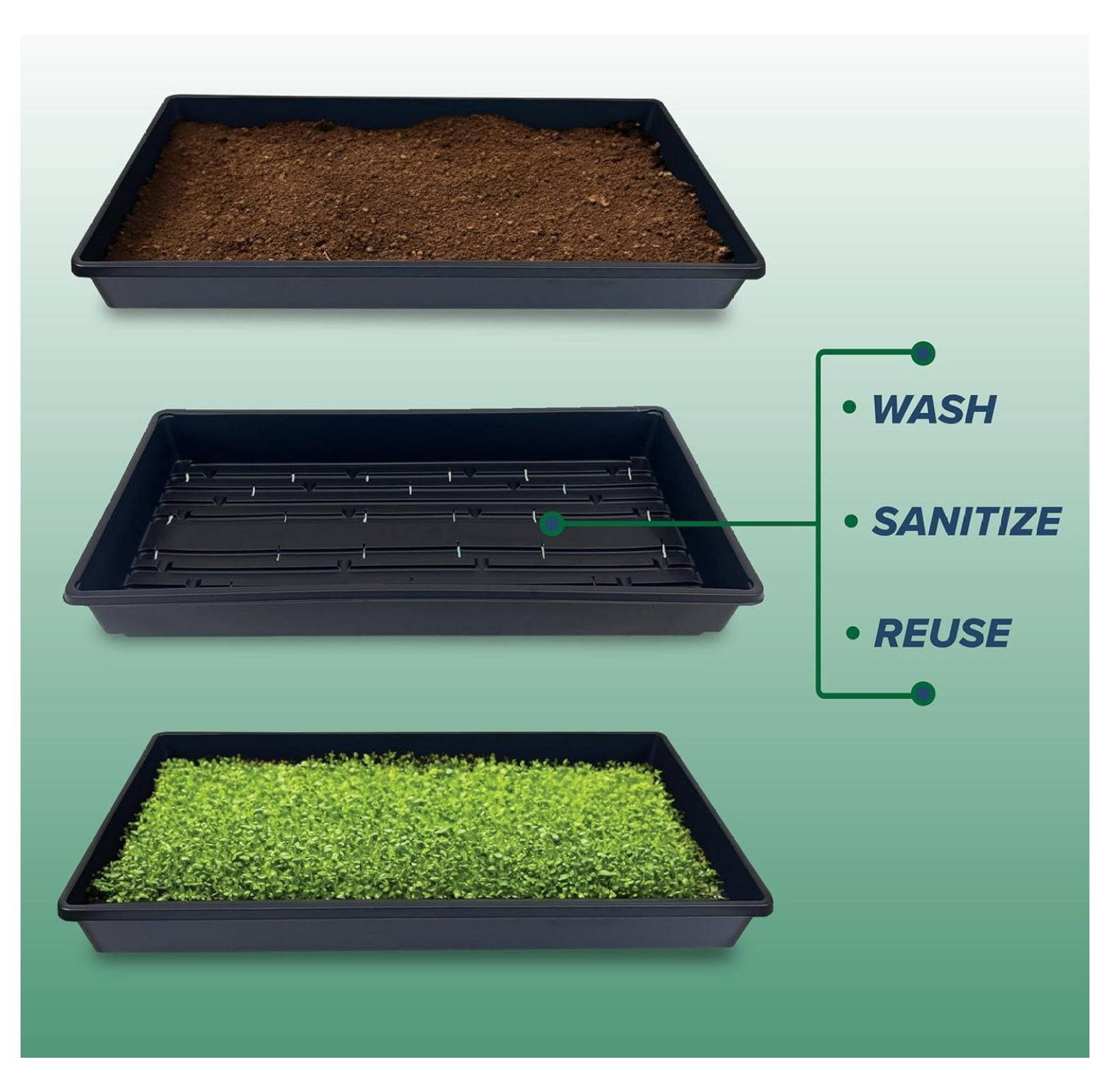 Plant Growing Trays with Drain Holes XYT 20x10-Inch for Seed Starter Microgreens Gardening 10 Pack