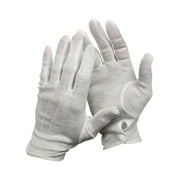 Mens White Stretchy Cotton Gloves With Snap