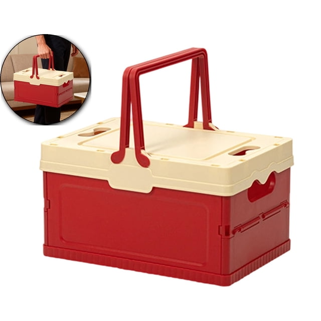 Plastic Storage Bin with Lid Small Foldable Plastic Basket Storage Basket for Kitchen Office Bedroom Desktop Home Decor