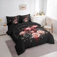 thumbnail image 2 of Homewish Happy Halloween 7-Piece Twin Bedding,Skull Rose Dragon Bedding Comforter Set,Black Red,Black Reversible, 2 of 8