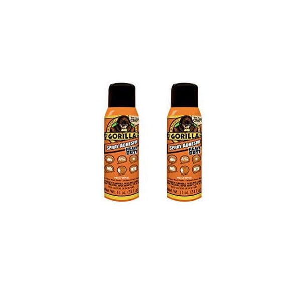 Gorilla Heavy Duty Spray Adhesive, Multipurpose and Repositionable, 11 Ounce, Clear (Pack of 2)