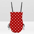 thumbnail image 5 of UTSJKR American Trends One Piece Swimsuit Women U Neck Polka Dot Print Bathing Suits Athletic Modest Swimwear Red M, 5 of 6