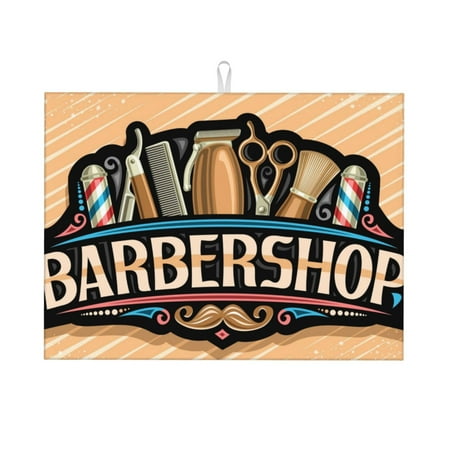 

Bingfone Barbershop 18 X 24 Dish Drying Mat For Kitchen Counter Ultra Absorbent Microfiber
