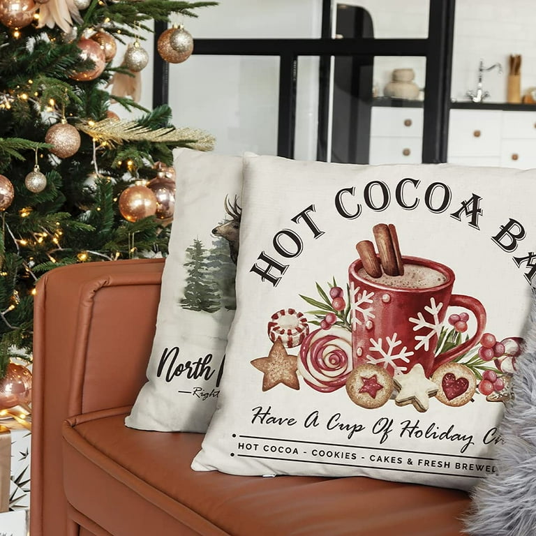 Christmas pillow cover, Santa milk and cookies, Christmas pillows,  farmhouse Christmas, North Pole pillow