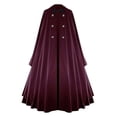 thumbnail image 2 of Hvyesh Medieval Hooded Cloak Renaissance Cape with Ruffled Shawl Collar Button Long Cloak for Women Men Halloween Cosplay, 2 of 5