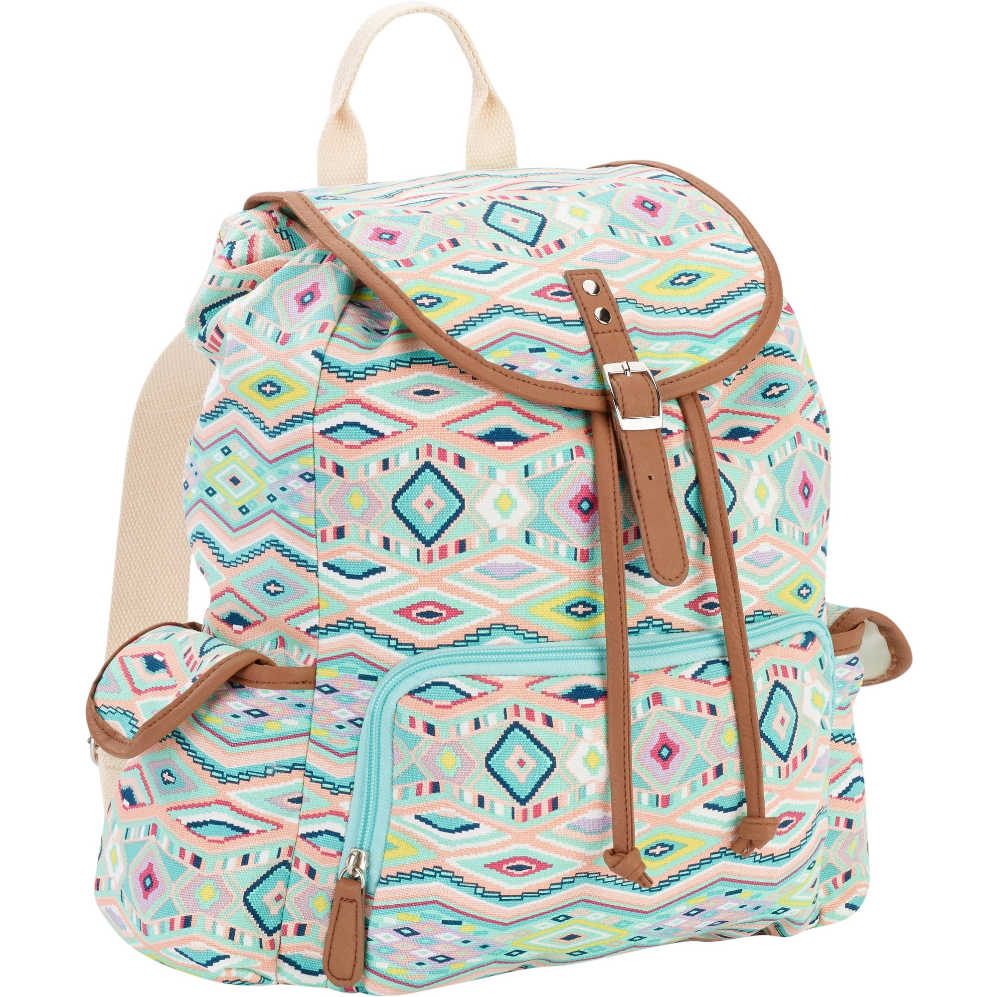 No Boundaries 18" Printed Canvas Buckle Flap Backpack