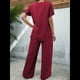 thumbnail image 4 of Conjunto de Dos Piezas de Verano para Mujer, Corta, Cuello Redondo, Pierna , Pantalón . Vino Tinto S, 4 of 7