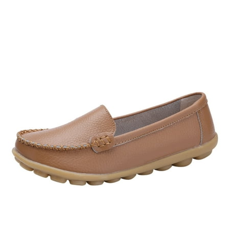 

KaLI_store Loafer for Women Slip On Shoes for Women Fashion Sneakers Memory Foam Cushioned Insole Walking Shoes Women Comfortable Loafers Flats Shoes Brown