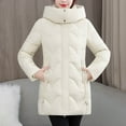 thumbnail image 2 of XPMWRP Women's Quilted Puffer Solid Color Hooded Jacket Adjustable Drawstring Coat Warm Water Resistant Jackets with Pockets White XXL, 2 of 7