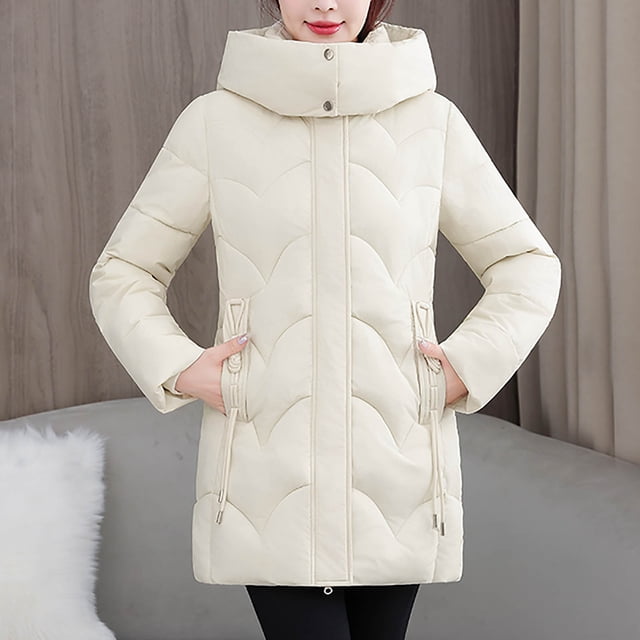 Njdvhb Parkas d'Hiver à Manches Longues pour Femmes, Veste à Capuche Décontractée à Manches Longues pour Dames
