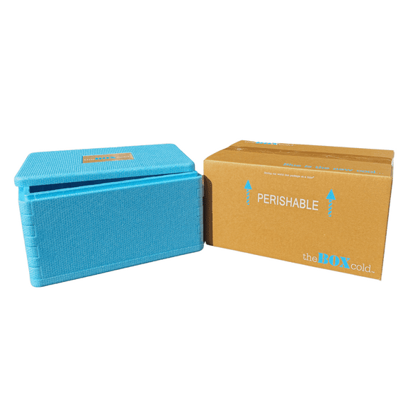 Insulated Cold Shipping Box with Foam Cooler Inside Dimensions: 17 ³⁄₁₆" x 10 ³⁄₁₆" x 8 ¼", Reusable, Recyclable, and Multi-Purpose, theBOXcold