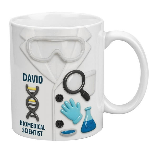 Personalized Customized Biomedical Scientist Coffee Cup,Magnifying Glass and Lab Essentials, Coffee Mug, Gift for Scientists,Humorous Microscopic Gift for Microbiology Scientists,11Oz