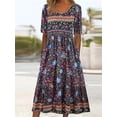 thumbnail image 3 of Robe Midi Décontractée d'Été Bohème Florale Froncée avec Poche Col Rond Mode Moderne Extérieur Quotidien - Sh-happygo_cadeau Spécial, 3 of 3