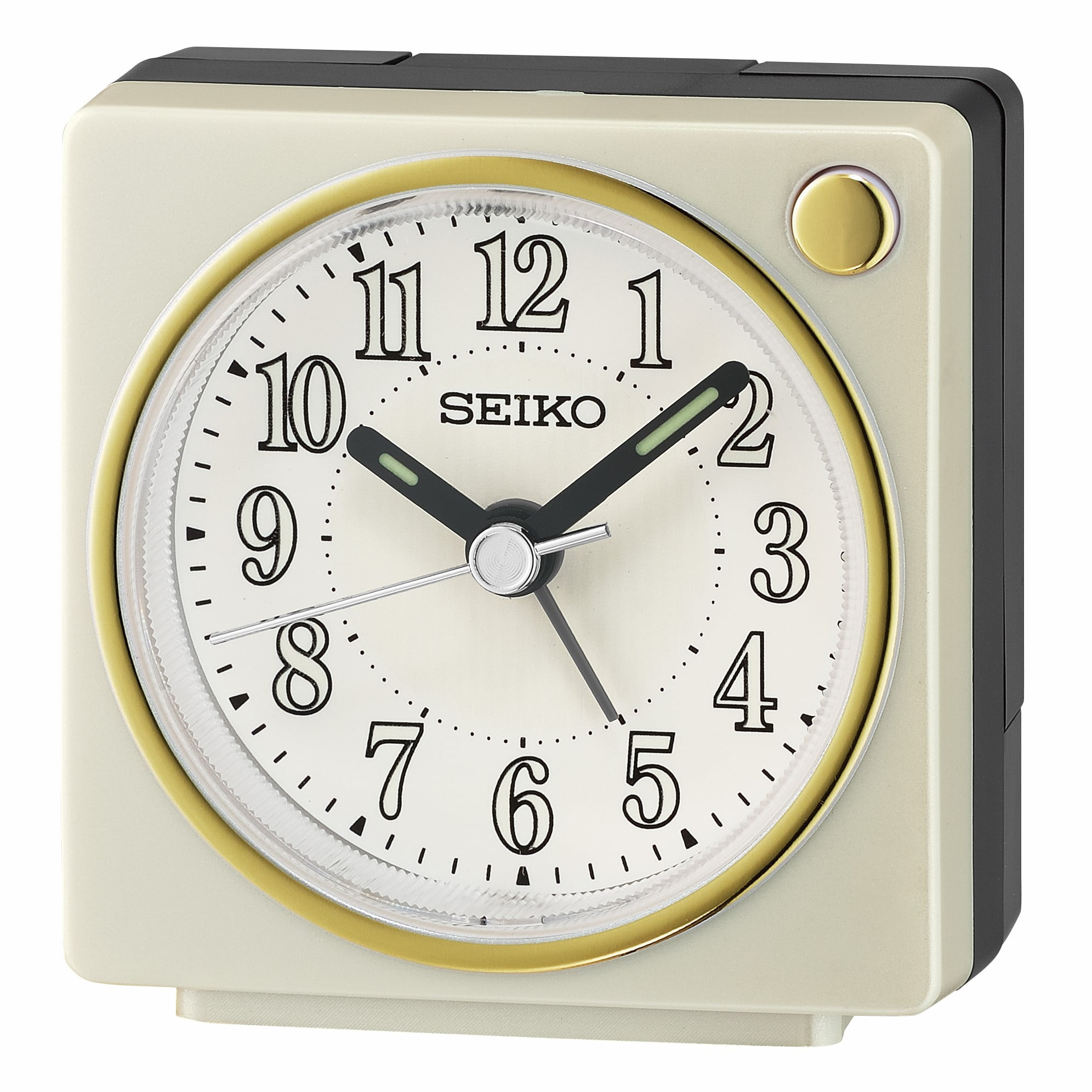 Seiko  inch Fuji II Bedside Beep Alarm Pearl White, Traditional Analog  QHE197WLH 