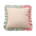 thumbnail image 2 of Linnome Plaid Ruffled Throw Pillow Three Color Patchwork Heart Decorative Cushion for Sofa Bedroom 17.72x17.72in, 2 of 5