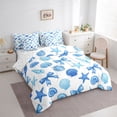 thumbnail image 2 of Erosebridal Teens Princess Ribbon Bowtie Bedding Comforter Set 7 Pieces,Girls Blue Sea Starfish Seashell Full Bedding Set,Ultra Soft Home Decor, 2 of 6